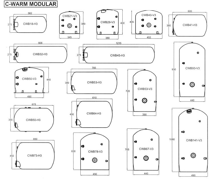 C-Warm Calorifier Dimensions